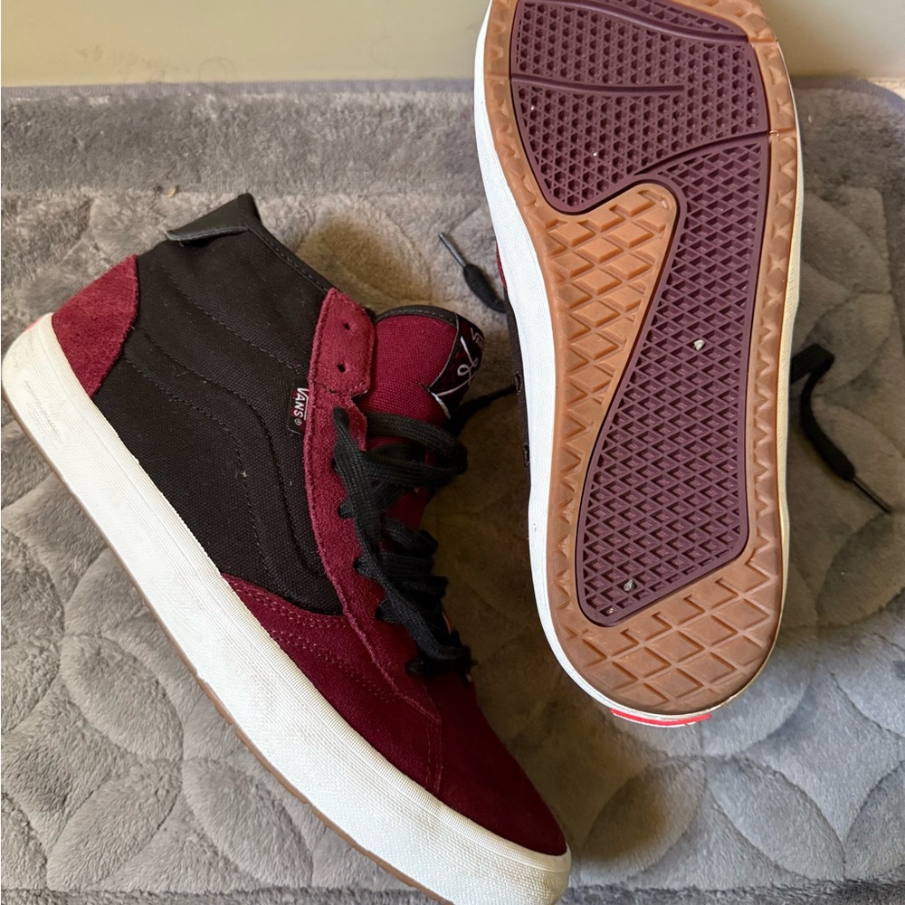 Vans Burgundy and Black High-Top Sneakers
